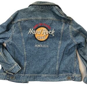 VINTAGE HARD ROCK LEE Jean jacket Hard Rock Cafe Honolulu barn denim jacket L